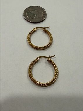 Twisted Gold Tone Hoop Earrings - Women’s Classic Hoops